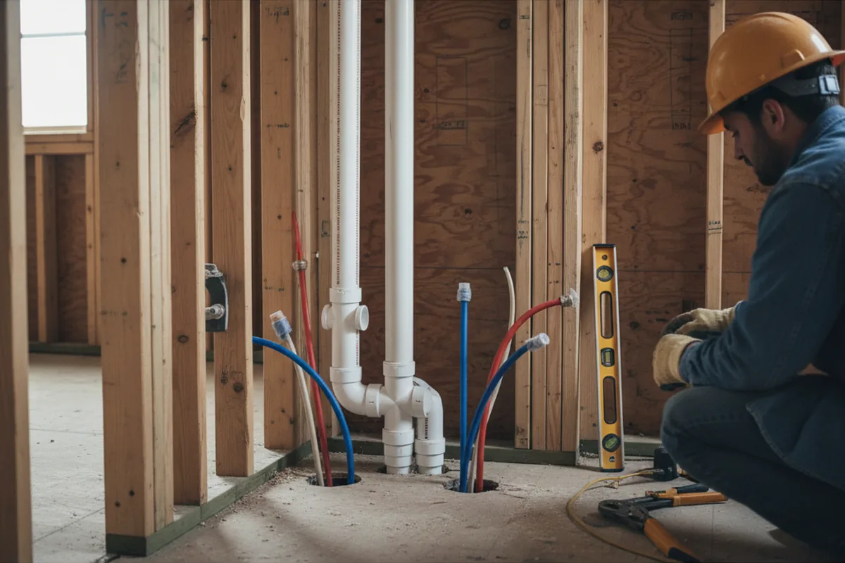 Drain and supply rough-in during Leak Detection in Litchfield Park